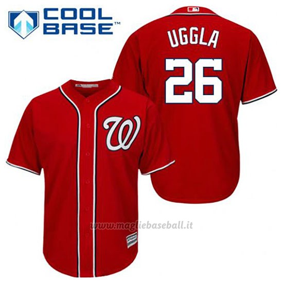 Maglia Baseball Uomo Washington Nationals Dan Uggla 26 Rosso Alterner Cool Base